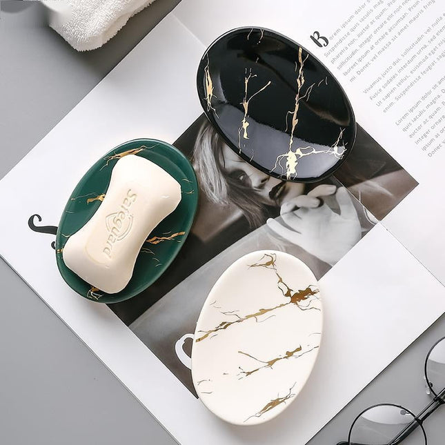 Jabonera ovalada con efecto mármol