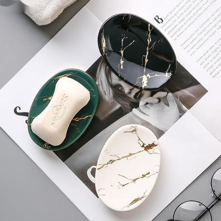 Jabonera ovalada con efecto mármol