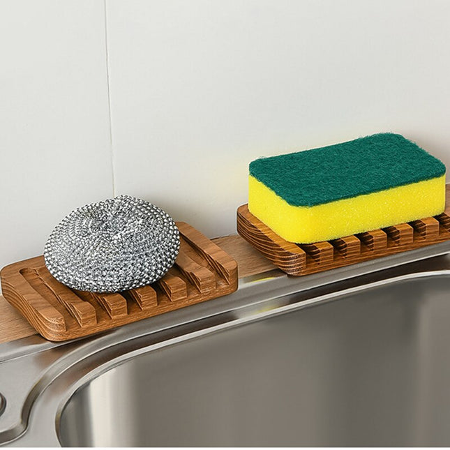 Jabonera de madera natural con ranuras