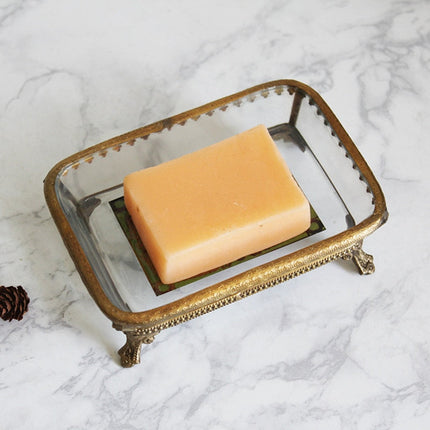 Jabonera de cristal con base latón