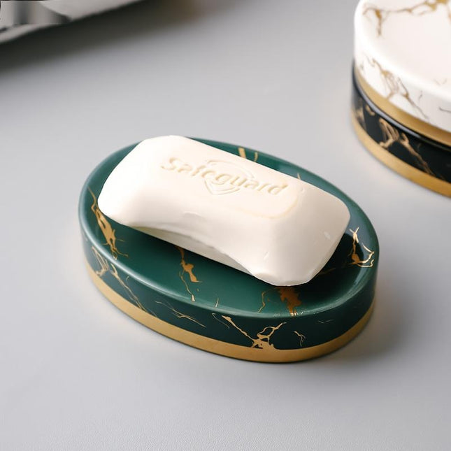 Jabonera ovalada con efecto mármol