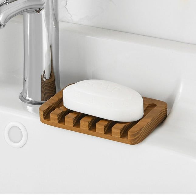 Jabonera de madera natural con ranuras