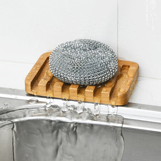 Jabonera de madera natural con ranuras