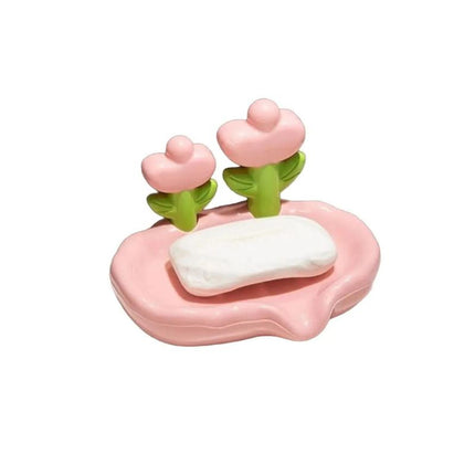 Jabonera de cerámica con diseño floral