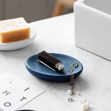 Jabonera ovalada de cerámica con drenaje