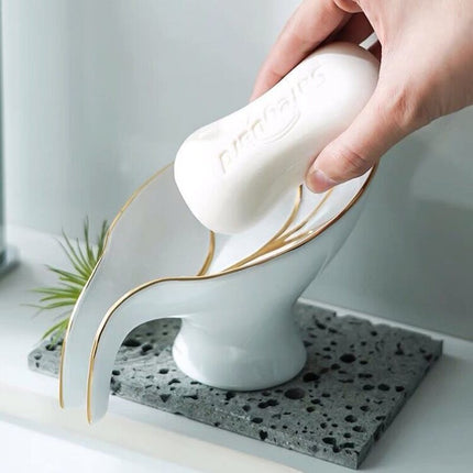 Jabonera de cerámica en forma hoja