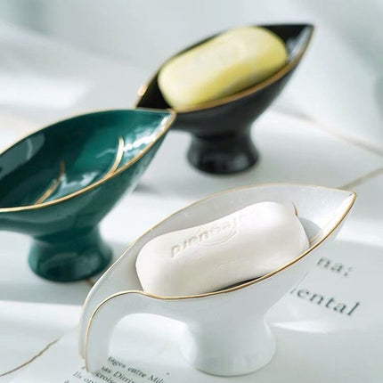 Jabonera de cerámica en forma hoja