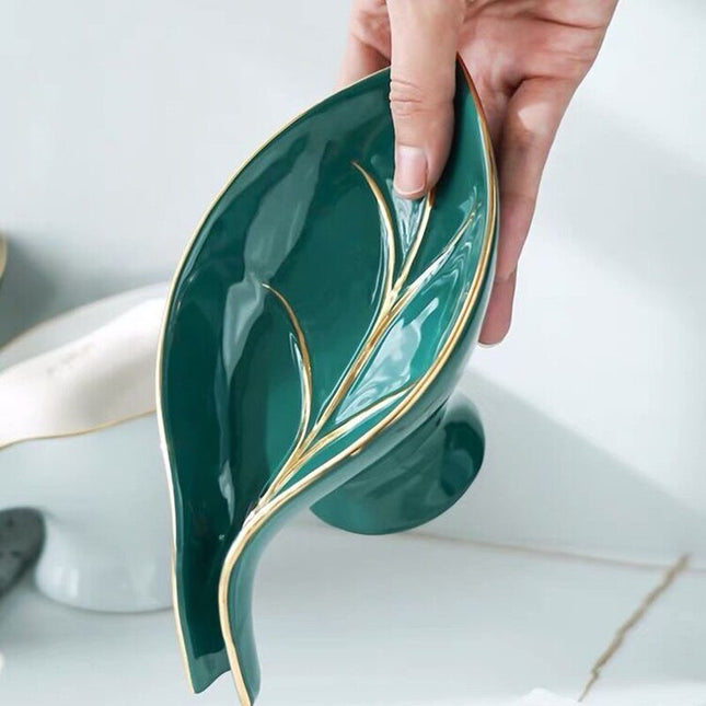 Jabonera de cerámica en forma hoja