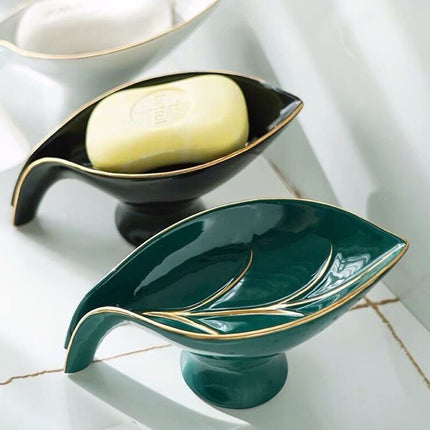 Jabonera de cerámica en forma hoja