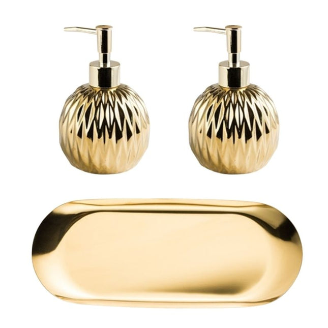 Dispensador de jabón cerámico color dorado