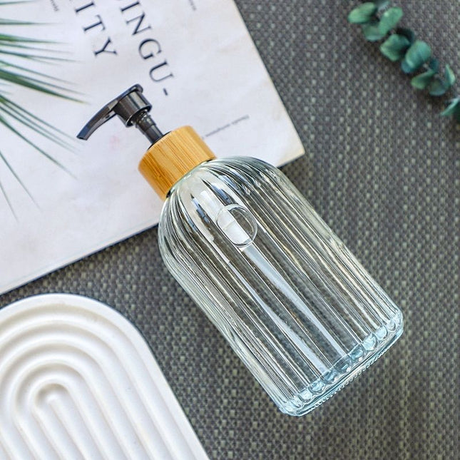 Dispensador de jabón de cristal rayado