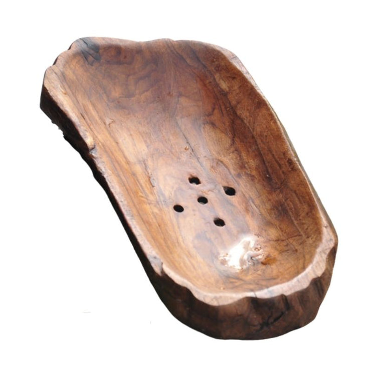 Jabonera grande de madera de tronco