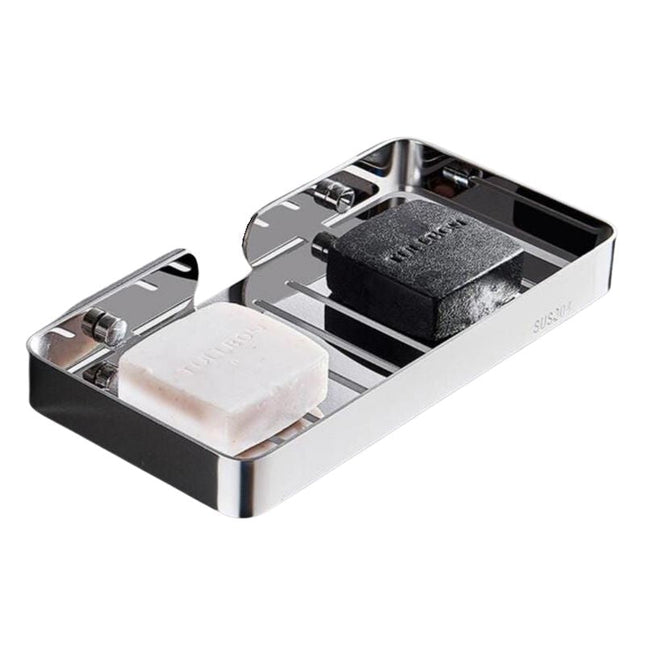 Jabonera doble de acero inoxidable grande