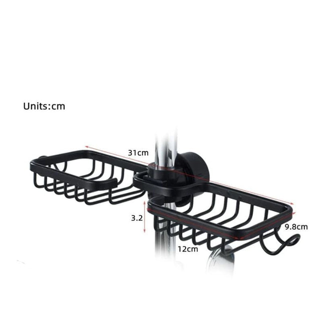 Jabonera doble para barra de ducha