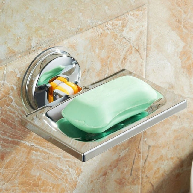 Jabonera rectangular de acero con ventosa