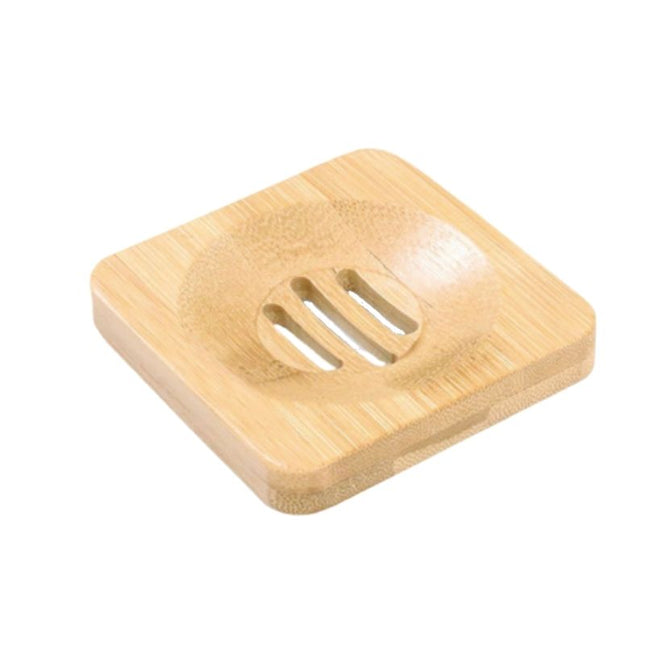 Jabonera cuadrada de bambú para ducha