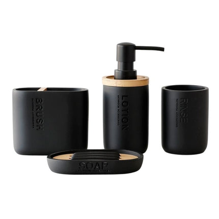 Jabonera negra con rejilla de bambú