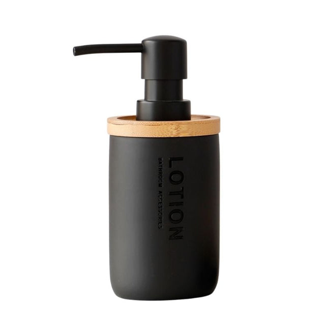 Jabonera negra con rejilla de bambú