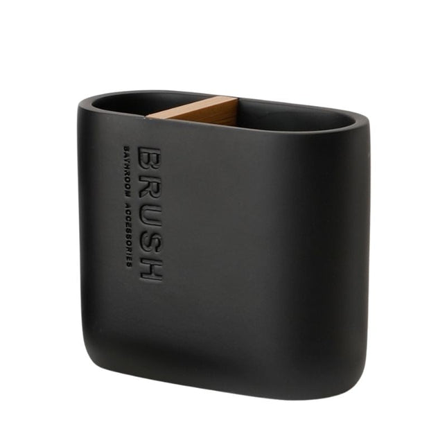 Jabonera negra con rejilla de bambú