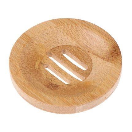 Jabonera redonda de bambú con drenaje