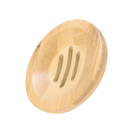 Jabonera redonda de bambú con drenaje