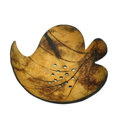 Jabonera de coco en forma hoja