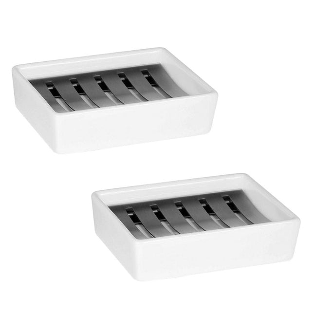 Jabonera de cerámica con rejilla inox