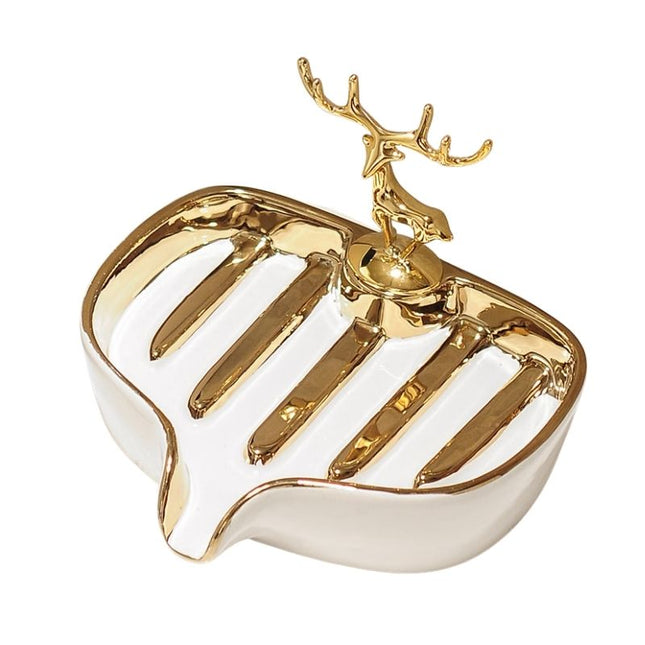 Jabonera decorativa con ciervo dorado