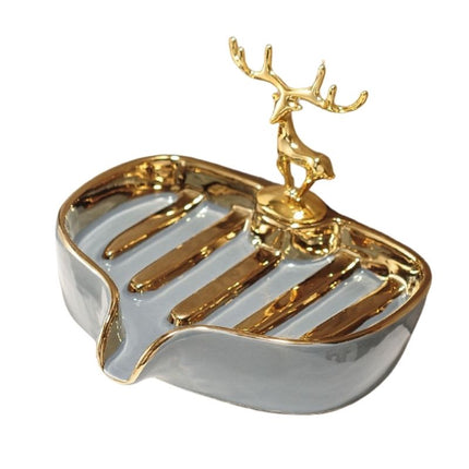 Jabonera decorativa con ciervo dorado