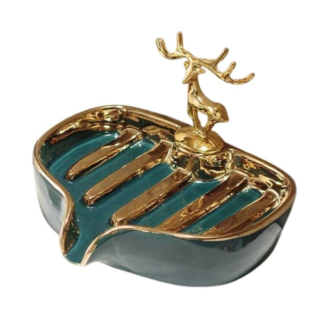 Jabonera decorativa con ciervo dorado