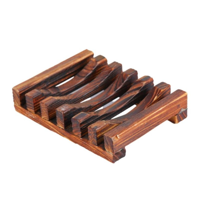 Jabonera de madera oscura para baño