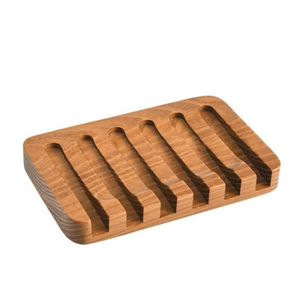 Jabonera de madera natural con ranuras