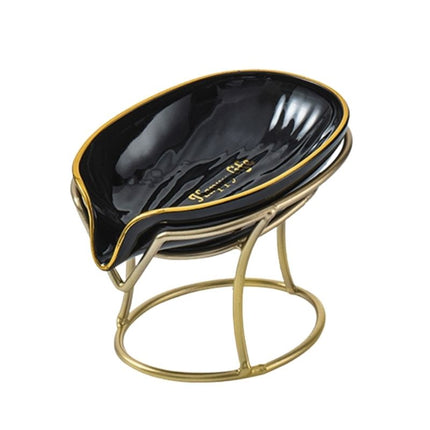 Jabonera de hoja negra y dorada