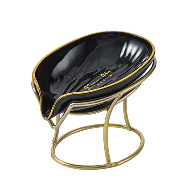 Jabonera de hoja negra y dorada