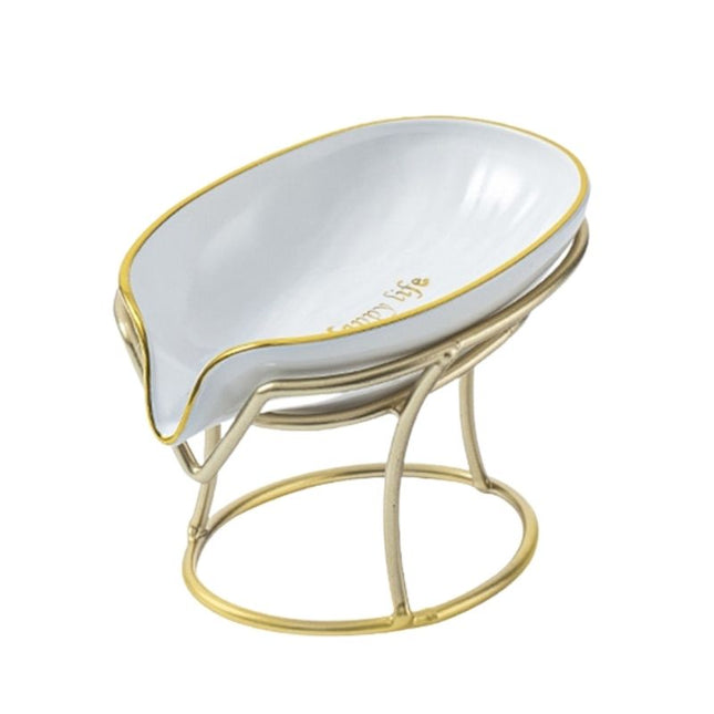 Jabonera de hoja negra y dorada