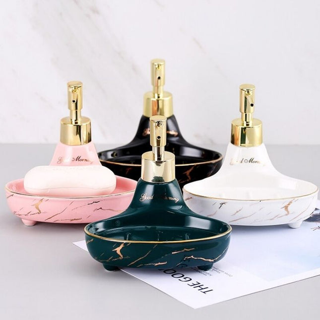 Dispensador con jabonera efecto mármol