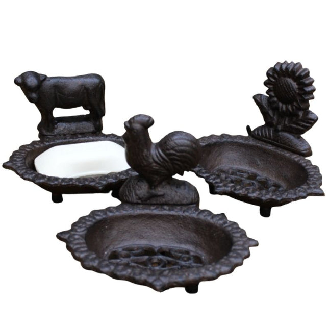 Jabonera vintage de hierro fundido rústica