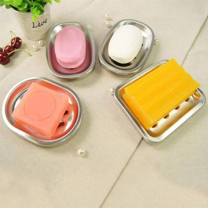 Jabonera de acero inoxidable con drenaje