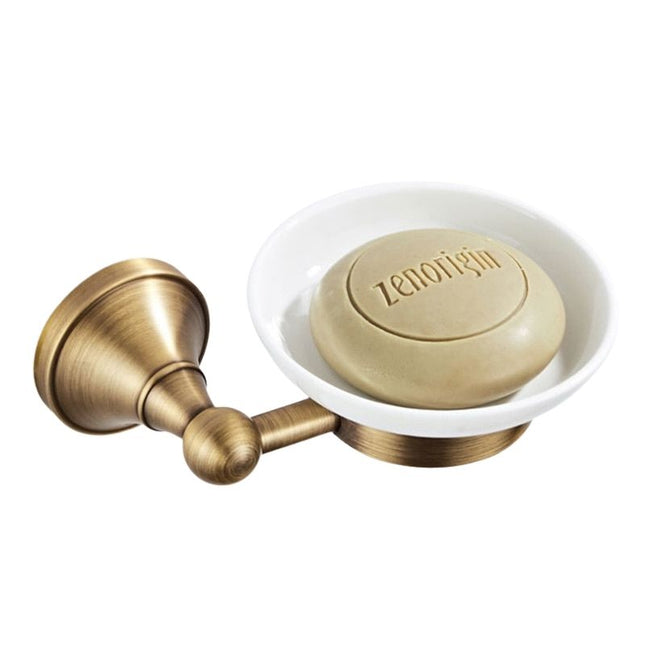 Jabonera de pared latón y cerámica