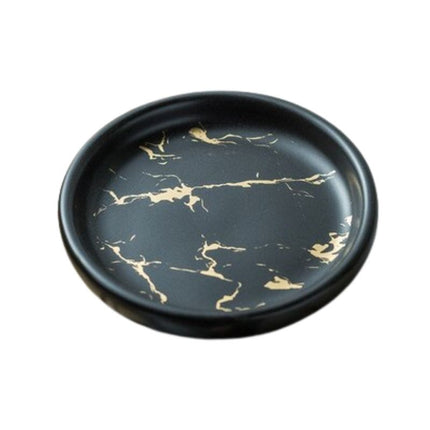 Jabonera redonda de cerámica efecto mármol