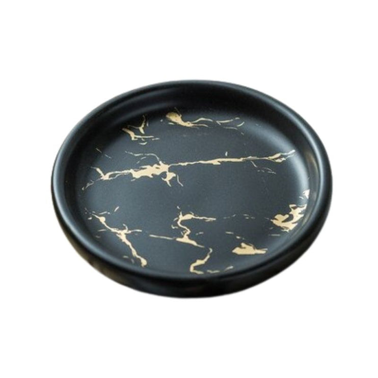 Jabonera redonda de cerámica efecto mármol