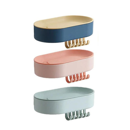 Jabonera de pared adhesiva con ganchos