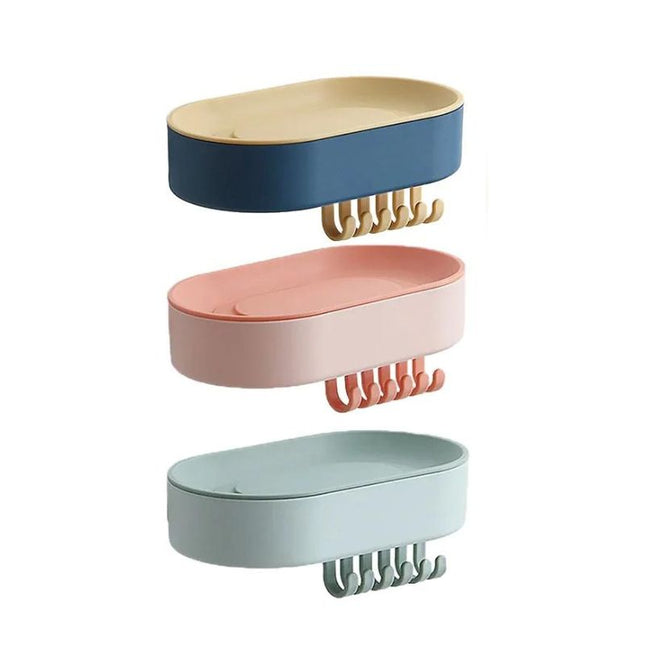 Jabonera de pared adhesiva con ganchos