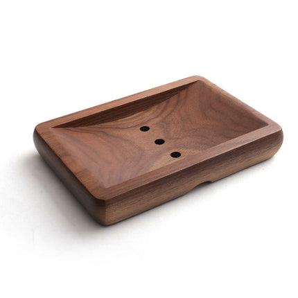 Jabonera rectangular de madera de nogal