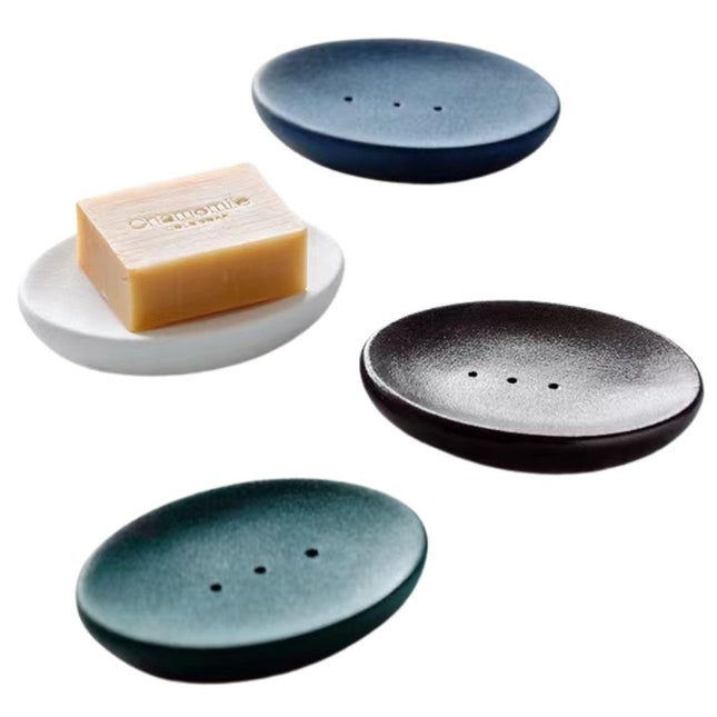 Jabonera ovalada de cerámica con drenaje