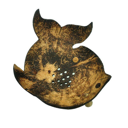 Jabonera de coco con forma pez