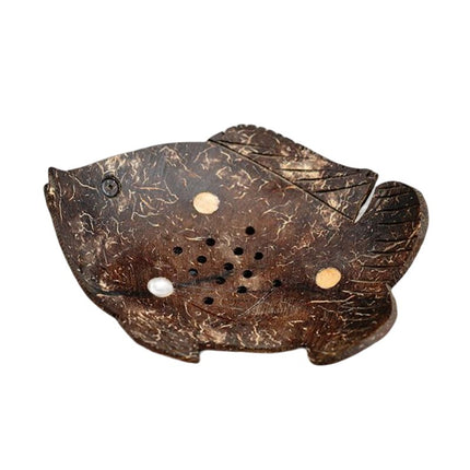 Jabonera de coco con forma pez